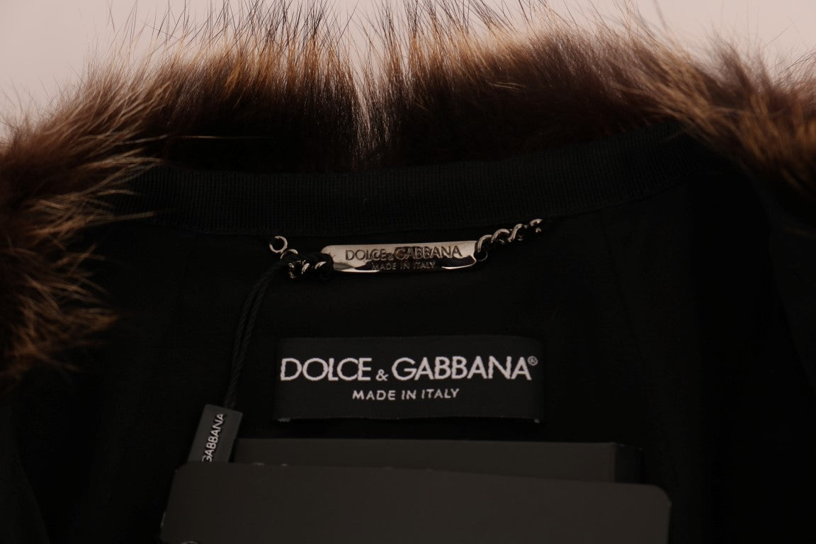 Dolce & Gabbana Elegant Brown Raccoon Fur Knee-Length Coat - Elegance Online Limited