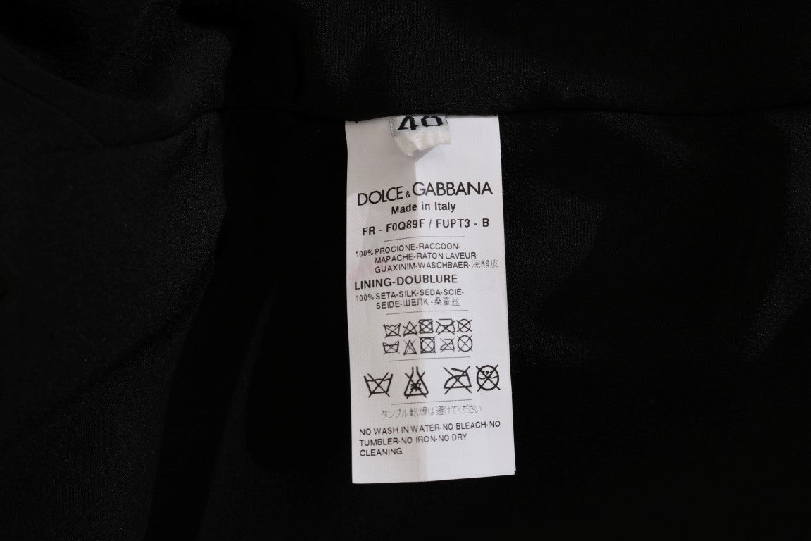 Dolce & Gabbana Elegant Brown Raccoon Fur Knee-Length Coat - Elegance Online Limited