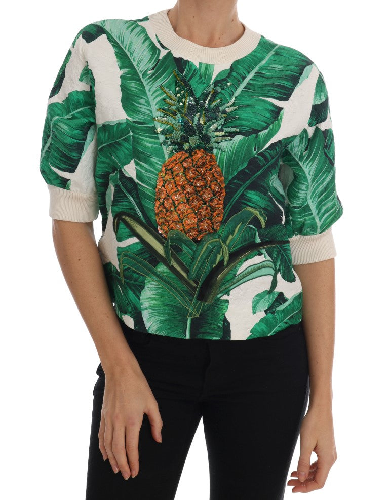 Dolce & Gabbana Suéter Con Lentejuelas Tropicales - Lush Greenery Edition