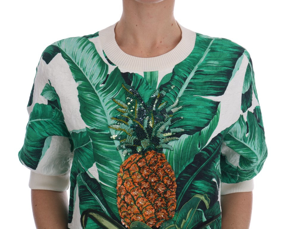 Dolce & Gabbana Suéter Con Lentejuelas Tropicales - Lush Greenery Edition