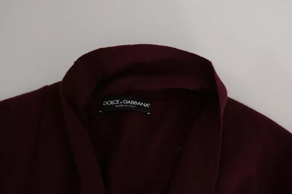 Suéter tipo cárdigan con corona de cachemira burdeos de Dolce & Gabbana