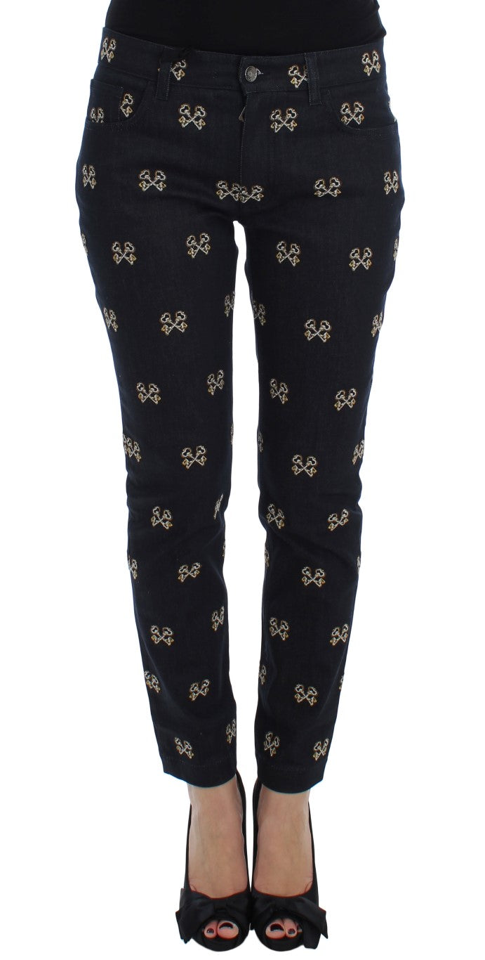 Dolce & Gabbana Elegant Embroidered Slim Fit Denim Jeans - Elegance Online Limited