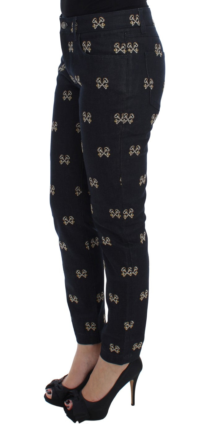 Dolce & Gabbana Elegant Embroidered Slim Fit Denim Jeans - Elegance Online Limited