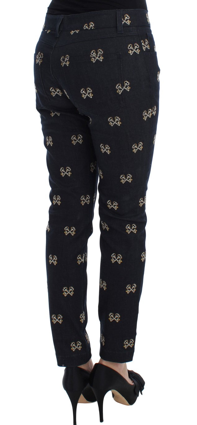 Dolce & Gabbana Elegant Embroidered Slim Fit Denim Jeans - Elegance Online Limited