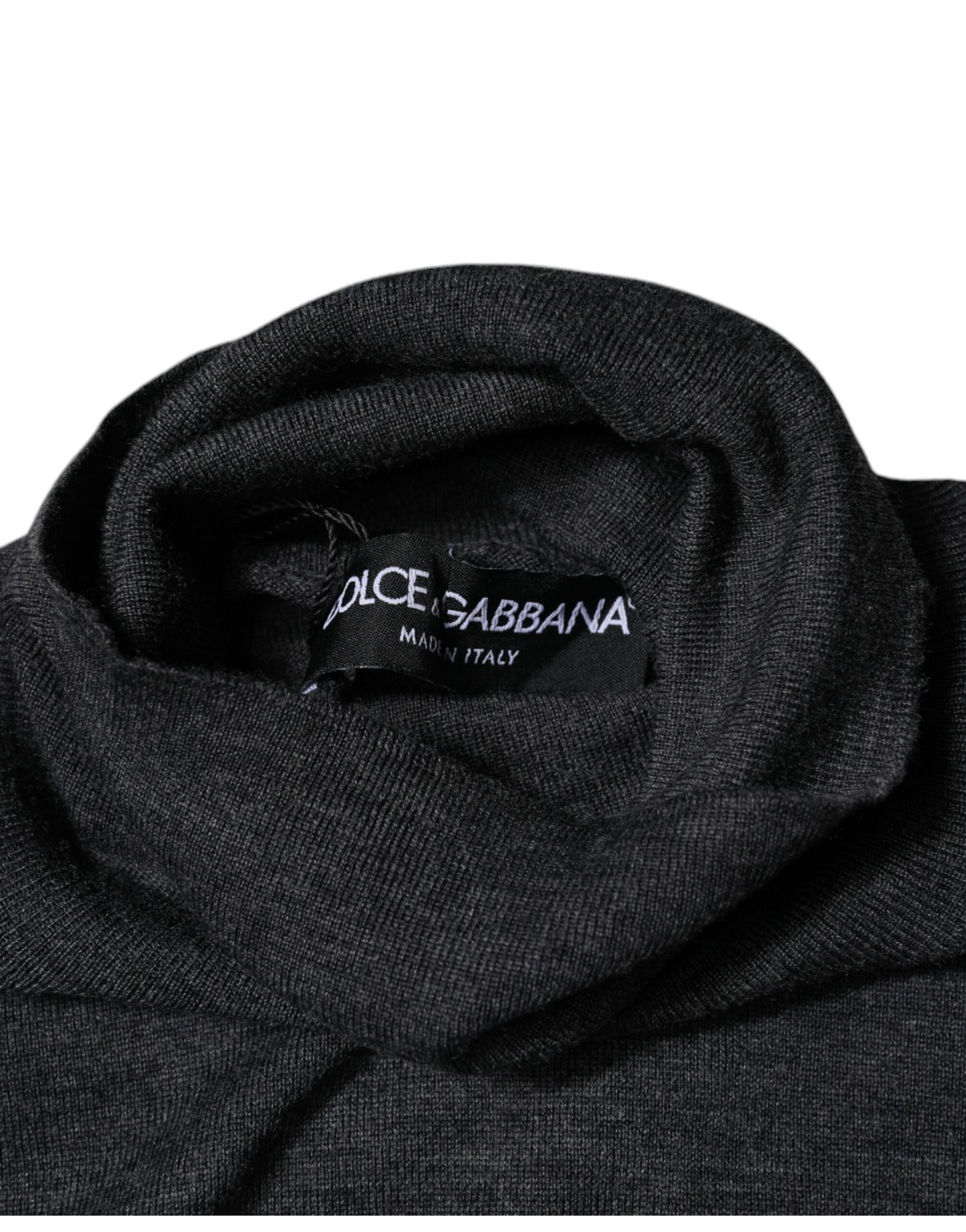 Suéter de cuello alto de punto de lana gris de Dolce & Gabbana