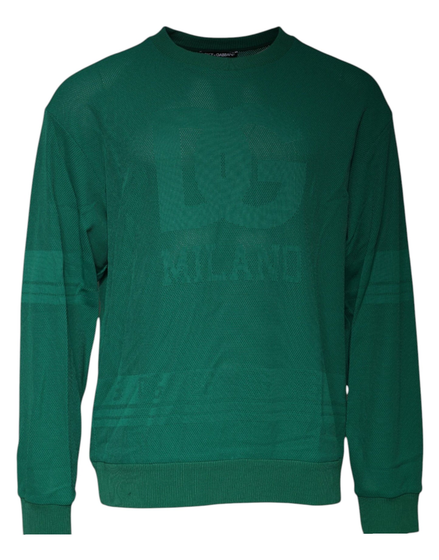 Suéter de cuello redondo de nailon con logotipo verde de Dolce & Gabbana