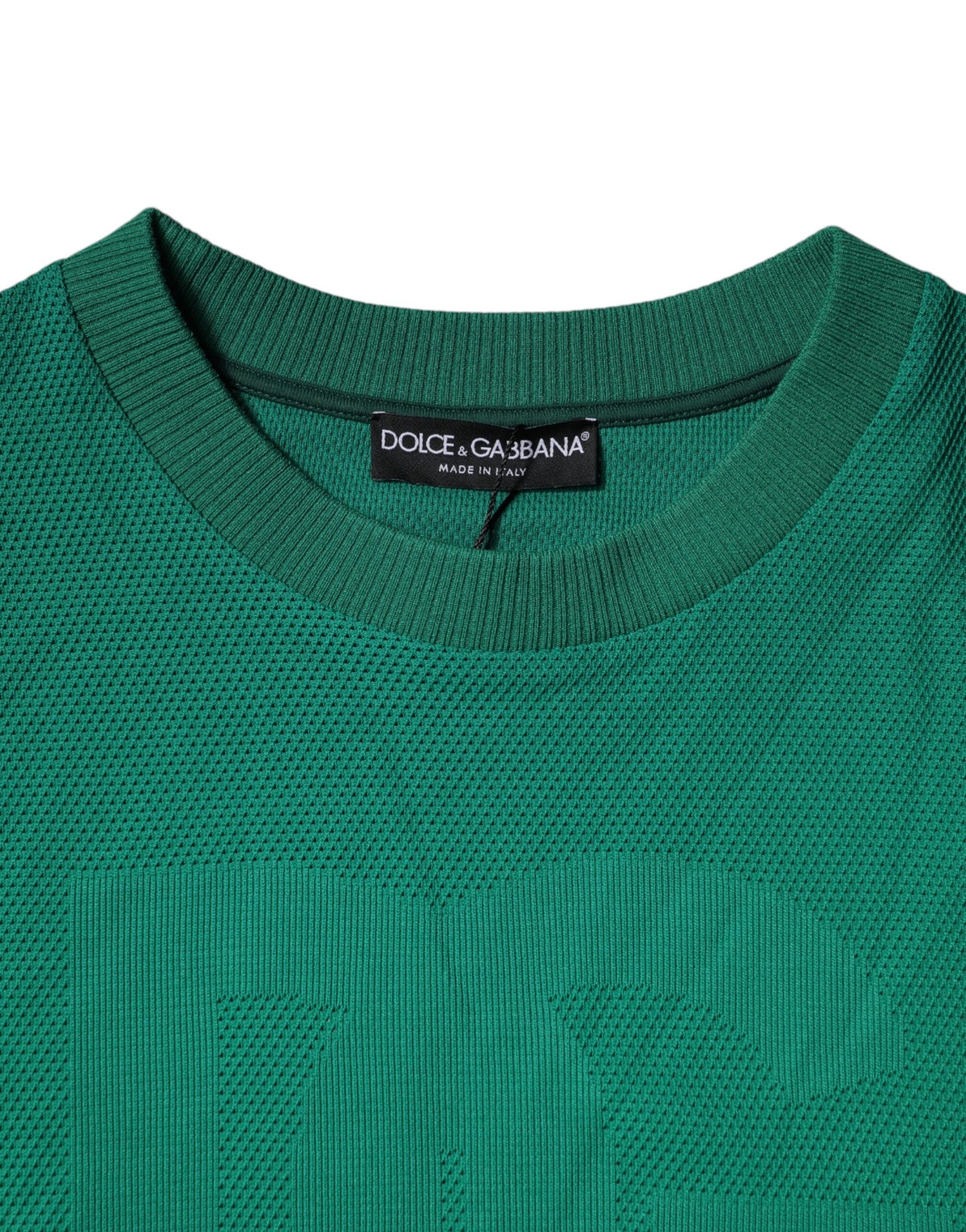 Suéter de cuello redondo de nailon con logotipo verde de Dolce & Gabbana