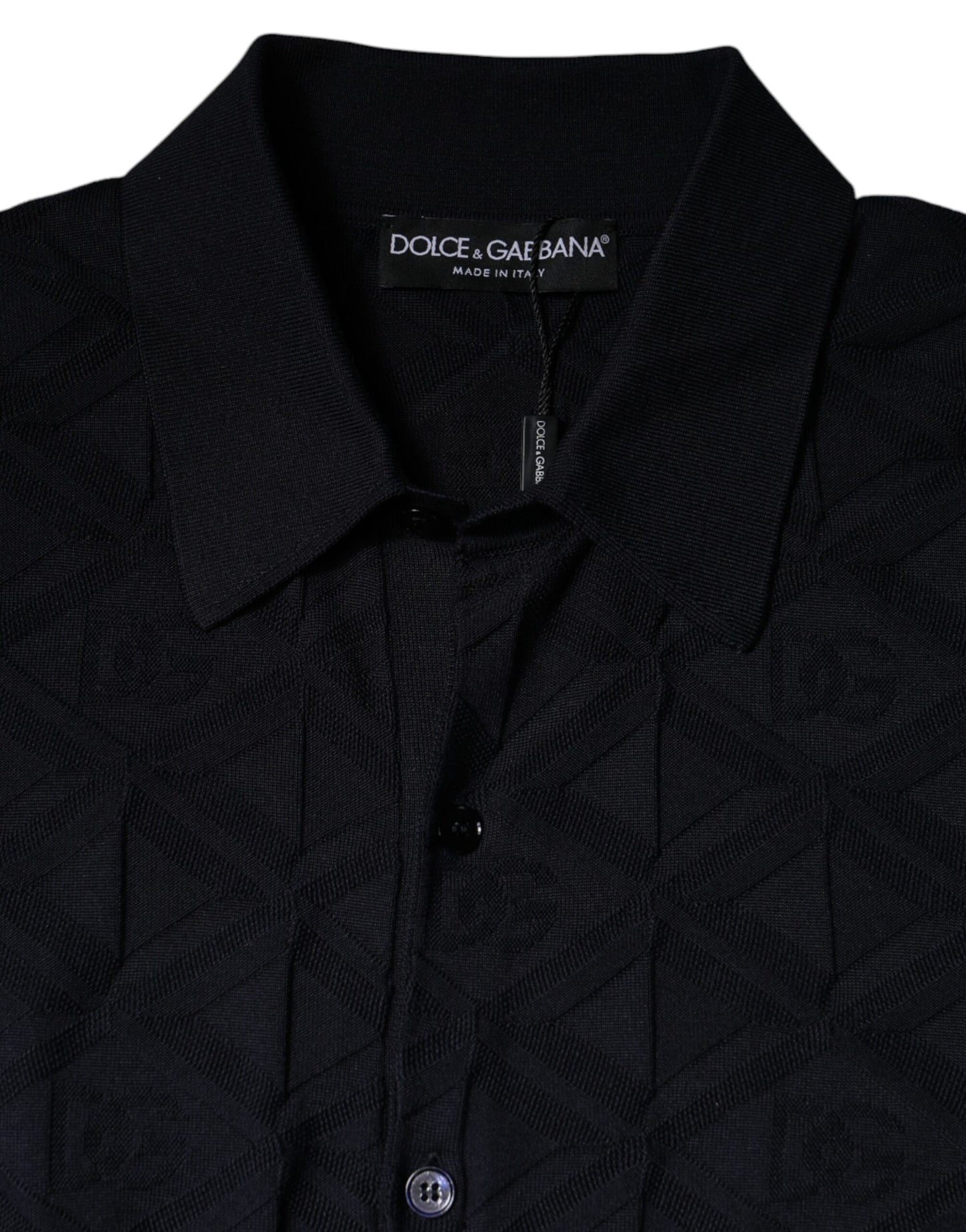 Suéter tipo cárdigan de cuello redondo de seda negra para hombre de Dolce & Gabbana