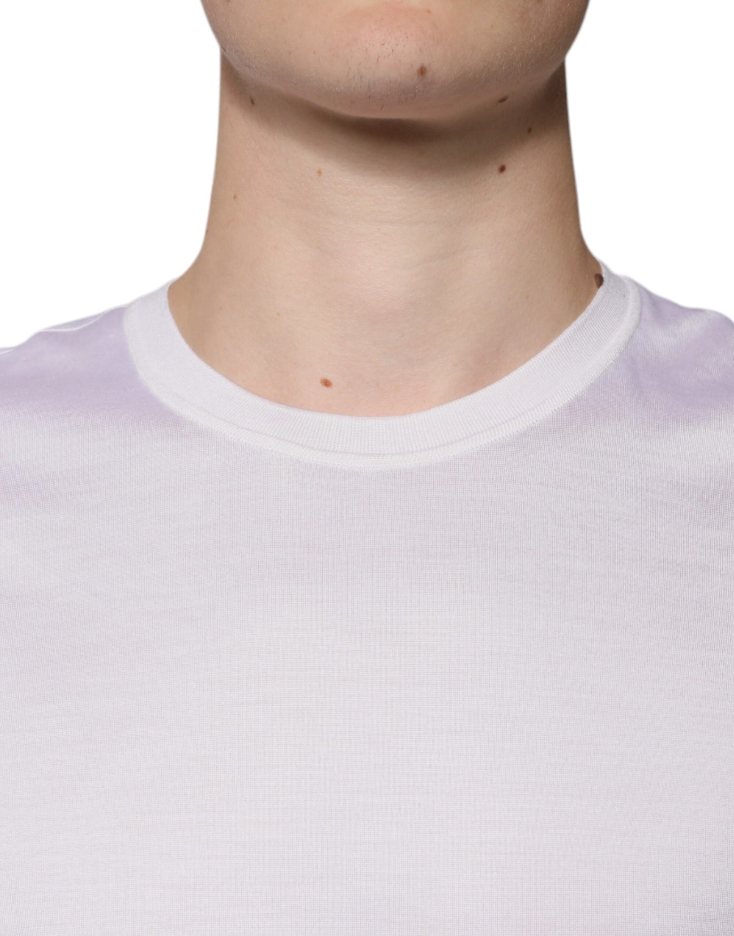 Suéter de cuello redondo de seda blanca para hombre de Dolce & Gabbana