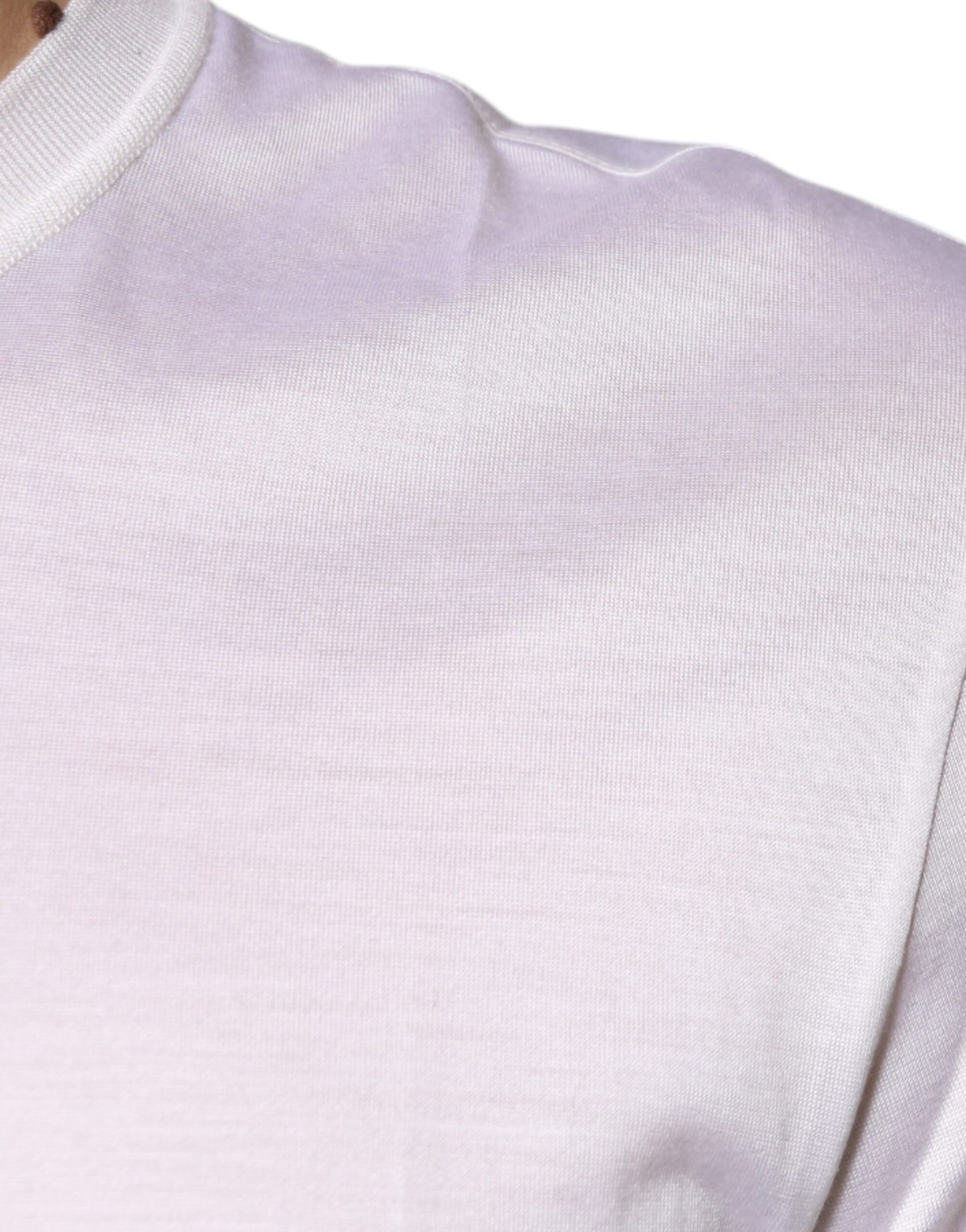 Suéter de cuello redondo de seda blanca para hombre de Dolce & Gabbana
