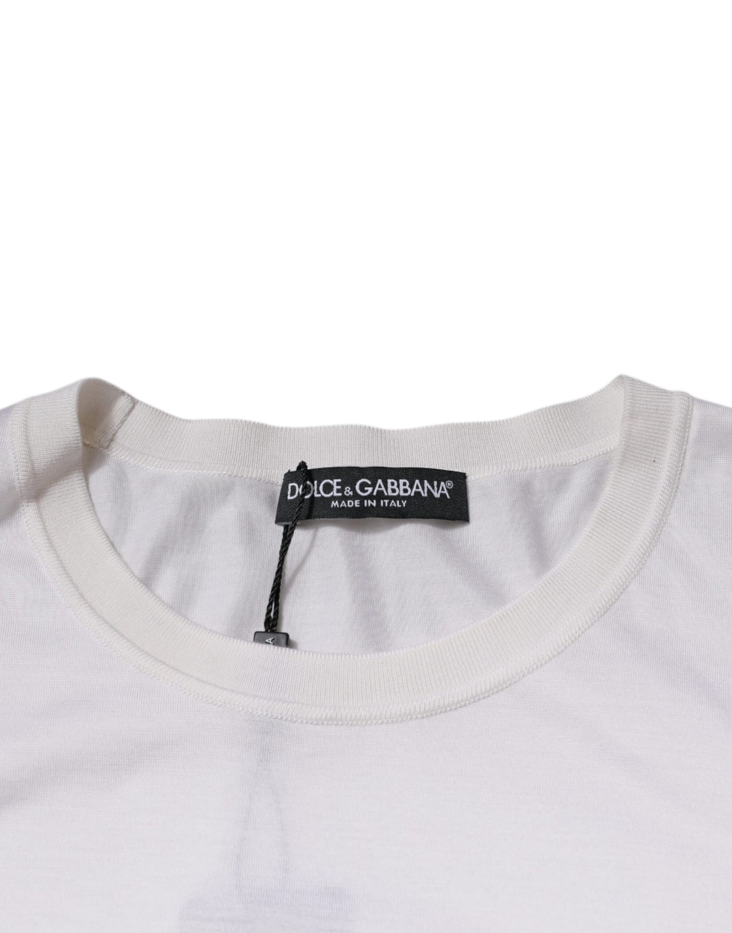 Suéter de cuello redondo de seda blanca para hombre de Dolce & Gabbana