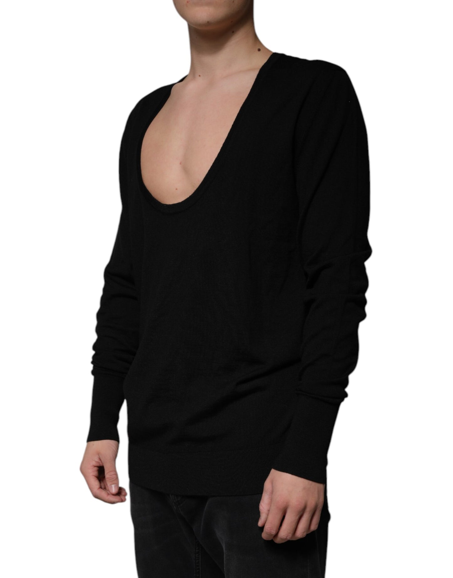 Dolce & Gabbana Jersey de lana negro con cuello redondo