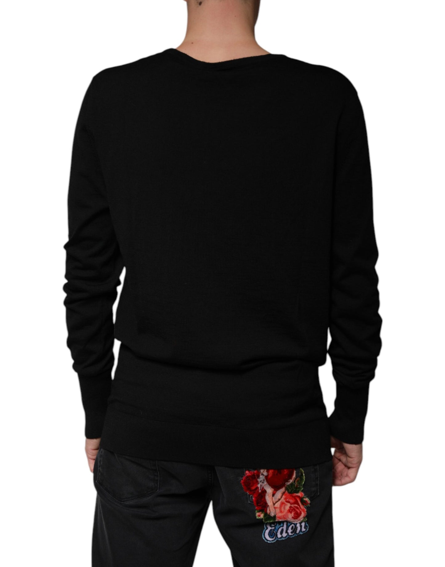 Dolce & Gabbana Jersey de lana negro con cuello redondo
