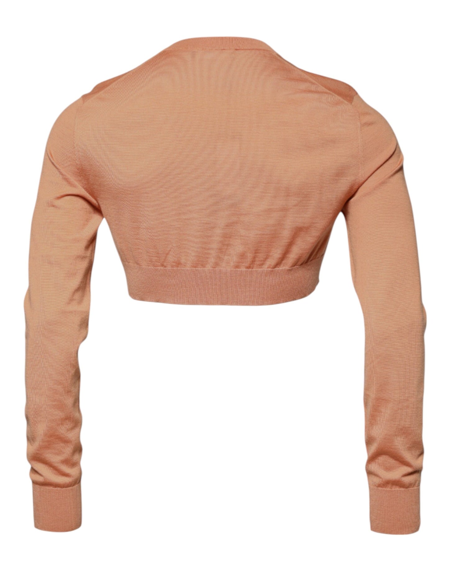 Suéter corto con cuello redondo de lana beige de Dolce & Gabbana