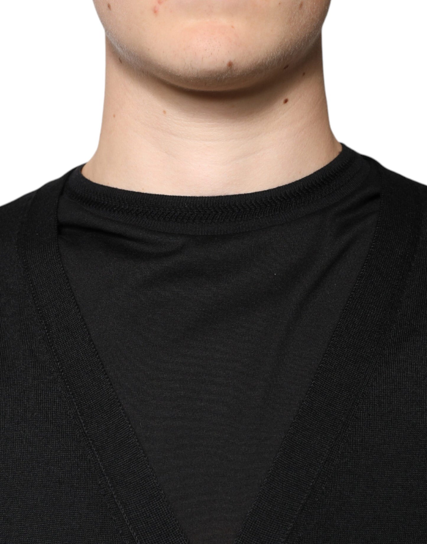 Dolce & Gabbana Suéter tipo cárdigan con botones de cachemir negro