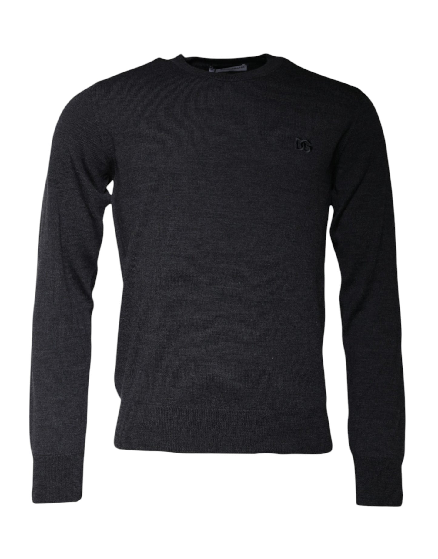 Suéter de cuello redondo con logotipo DG en gris oscuro de Dolce & Gabbana