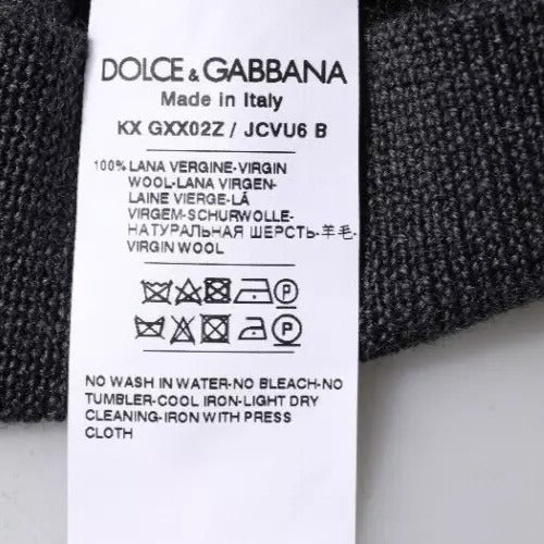 Suéter de cuello redondo con logotipo DG en gris oscuro de Dolce & Gabbana