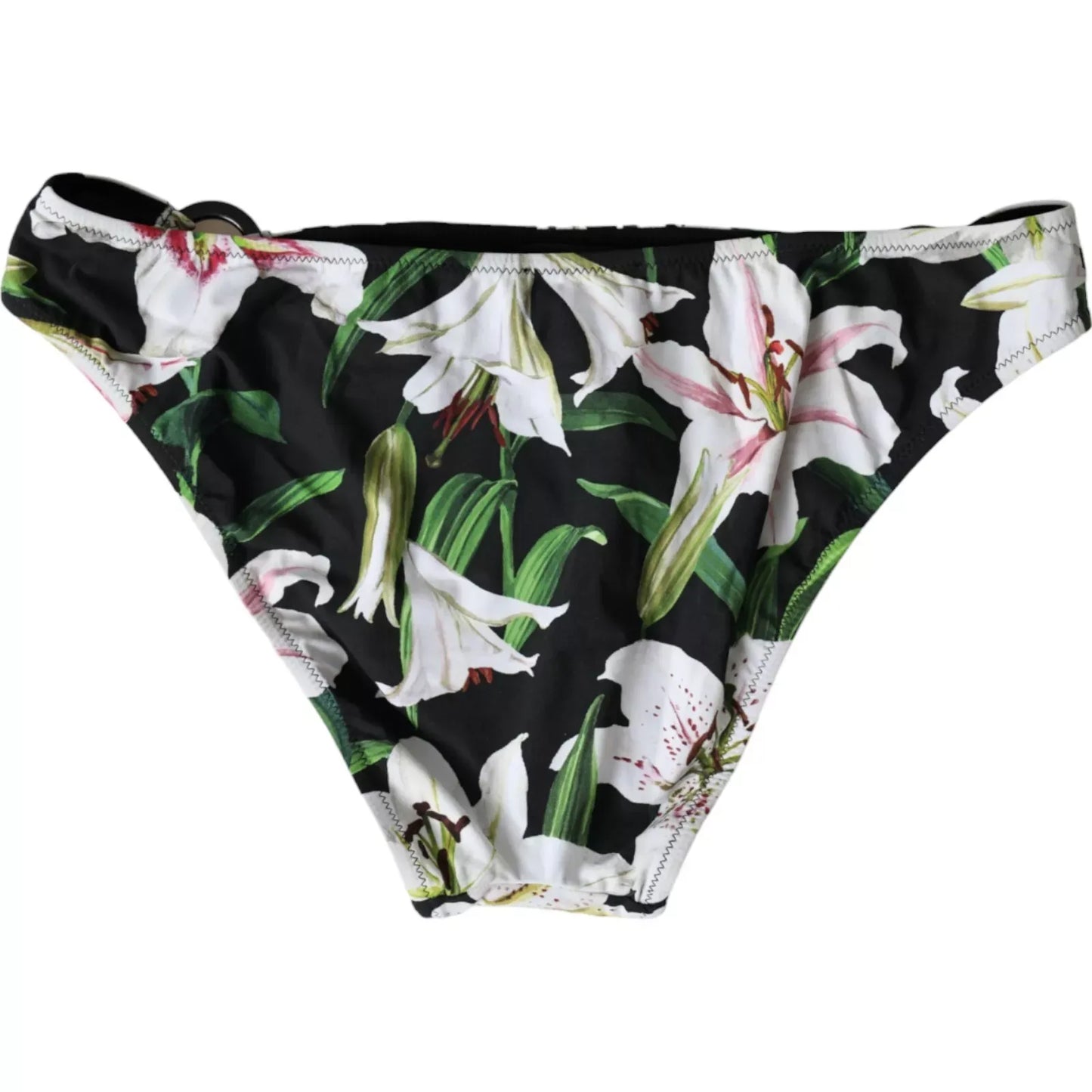 Dolce & Gabbana Bikini de playa con parte inferior de traje de baño con estampado de lirios negros