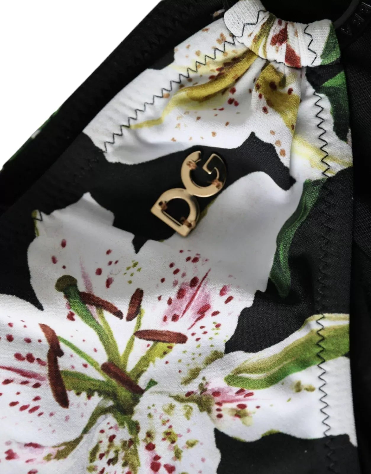 Dolce & Gabbana Bikini de playa con parte inferior de traje de baño con estampado de lirios negros