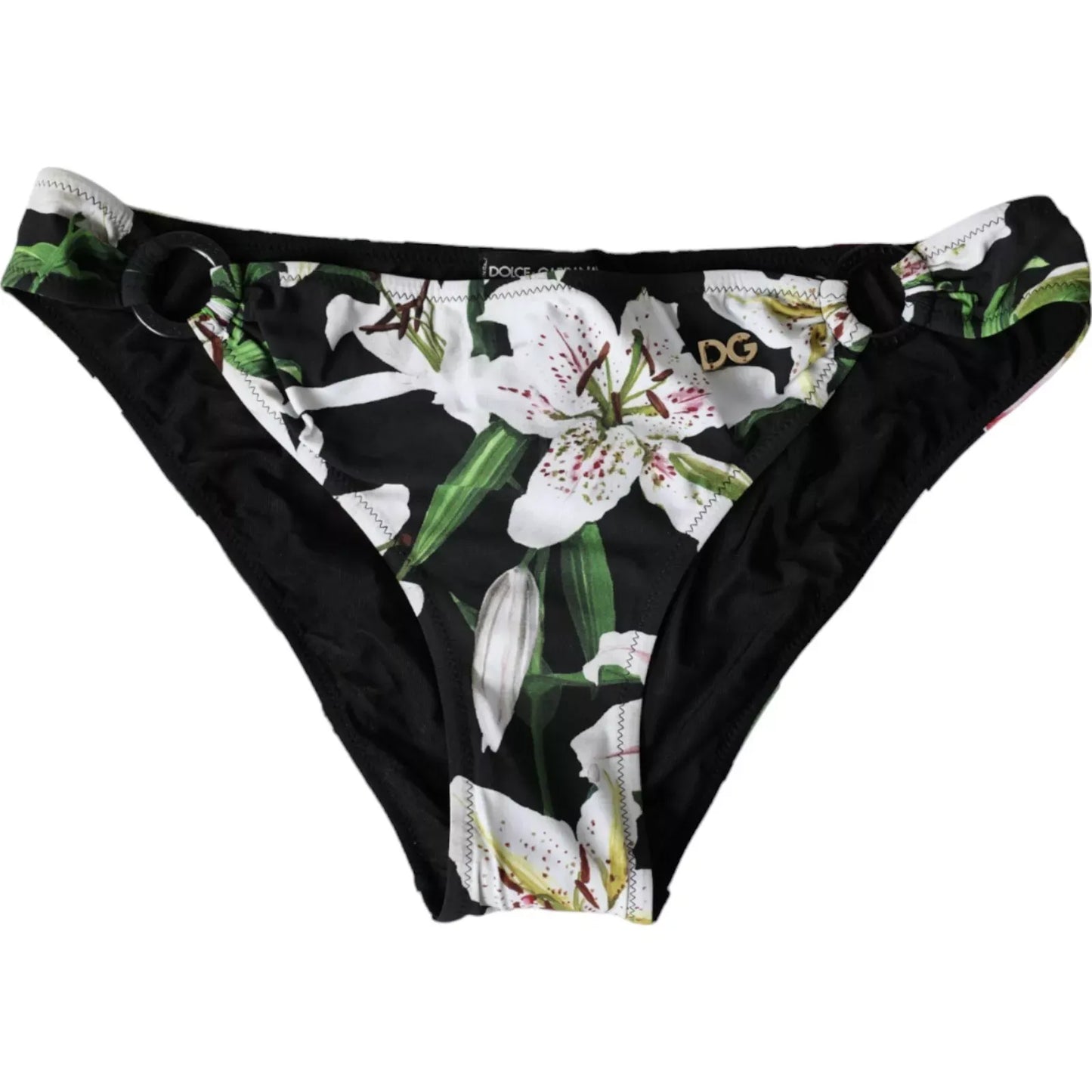 Dolce & Gabbana Bikini de playa con parte inferior de traje de baño con estampado de lirios negros