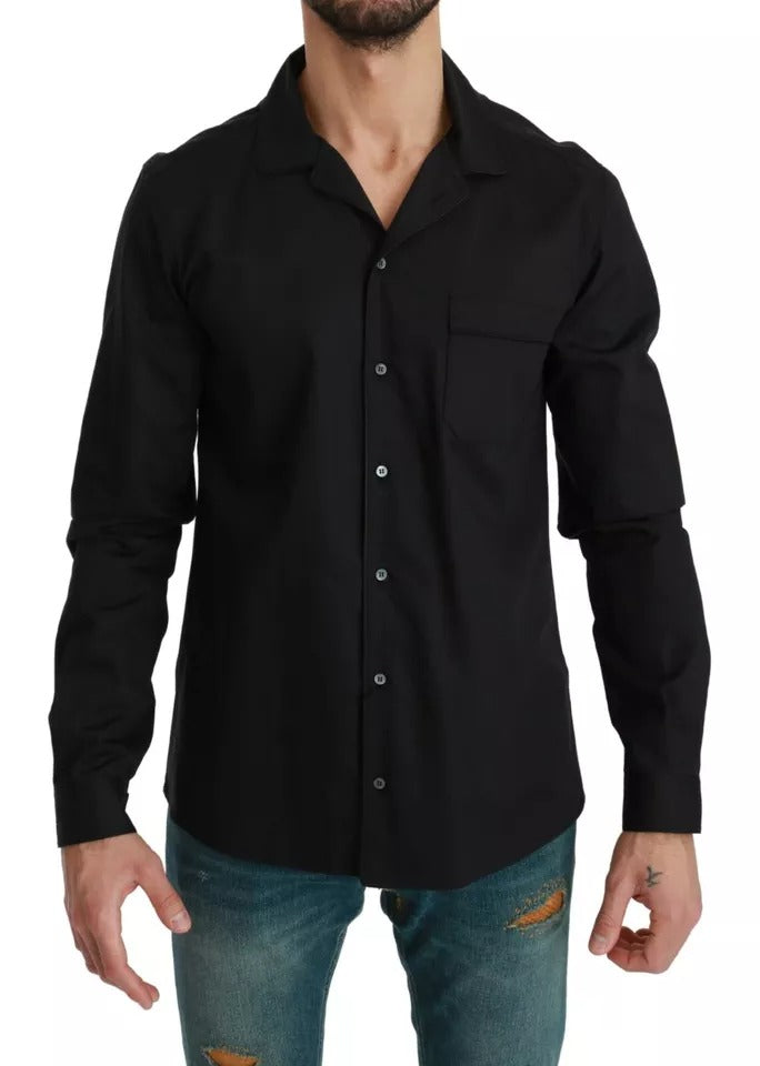 Chemise de pyjama en coton bleu à rayures Dolce & Gabbana