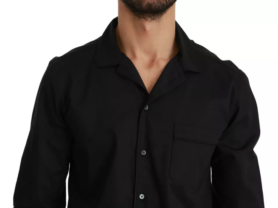 Chemise de pyjama en coton bleu à rayures Dolce & Gabbana