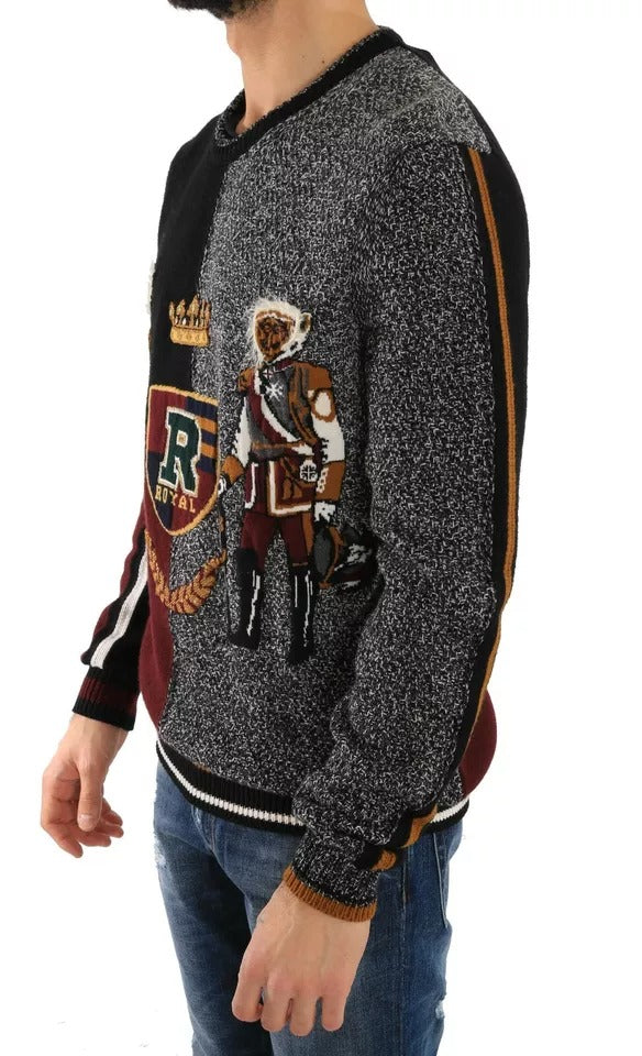 Suéter de punto de lana de cachemira con mono KING Knight multicolor de Dolce & Gabbana