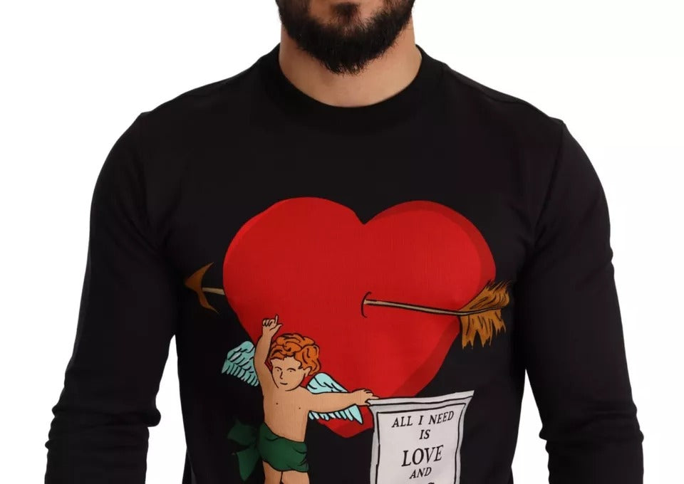 Sudadera con capucha y estampado de Cupido en color negro de Dolce & Gabbana
