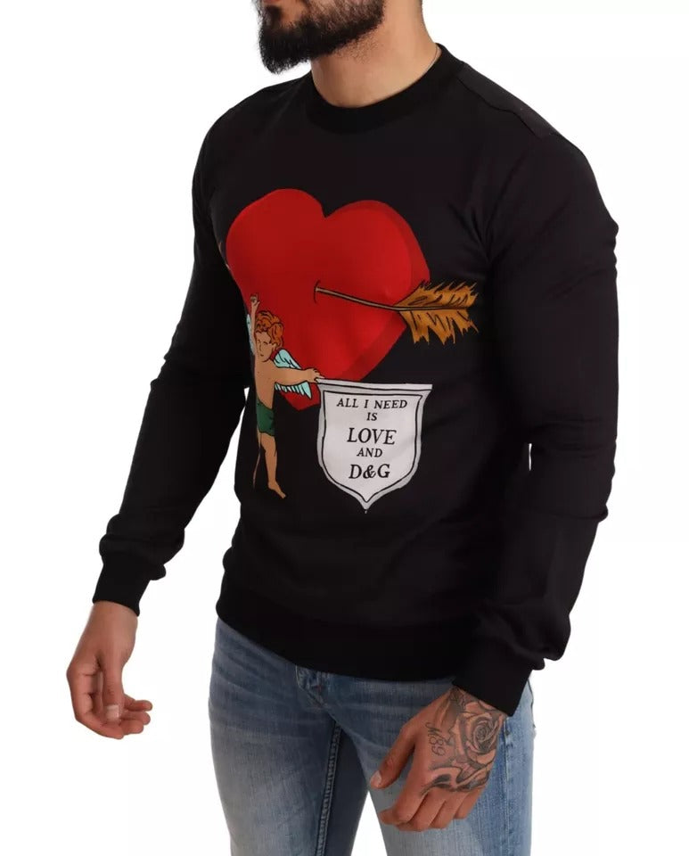 Sudadera con capucha y estampado de Cupido en color negro de Dolce & Gabbana