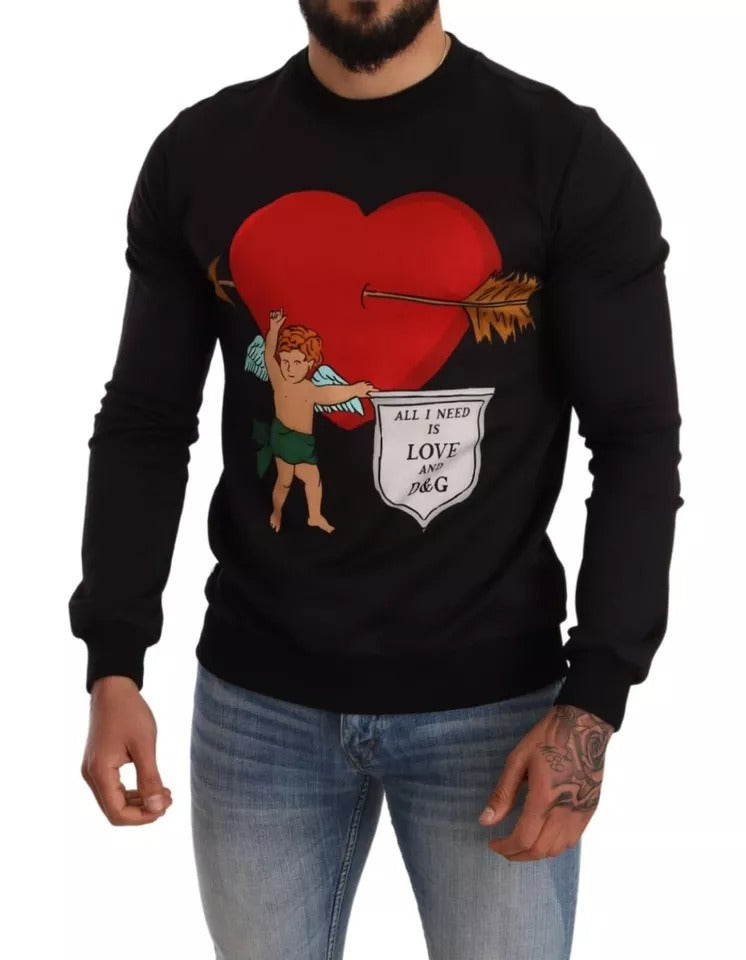 Sudadera con capucha y estampado de Cupido en color negro de Dolce & Gabbana