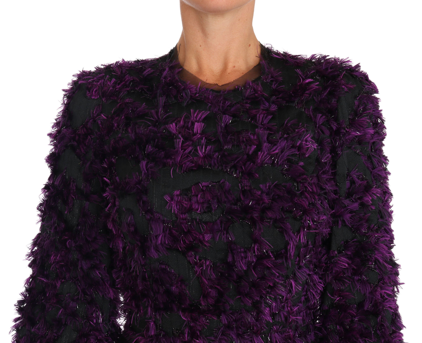 Dolce & Gabbana Elegant Fringe Sheath Dress in Purple & Black - Elegance Online Limited