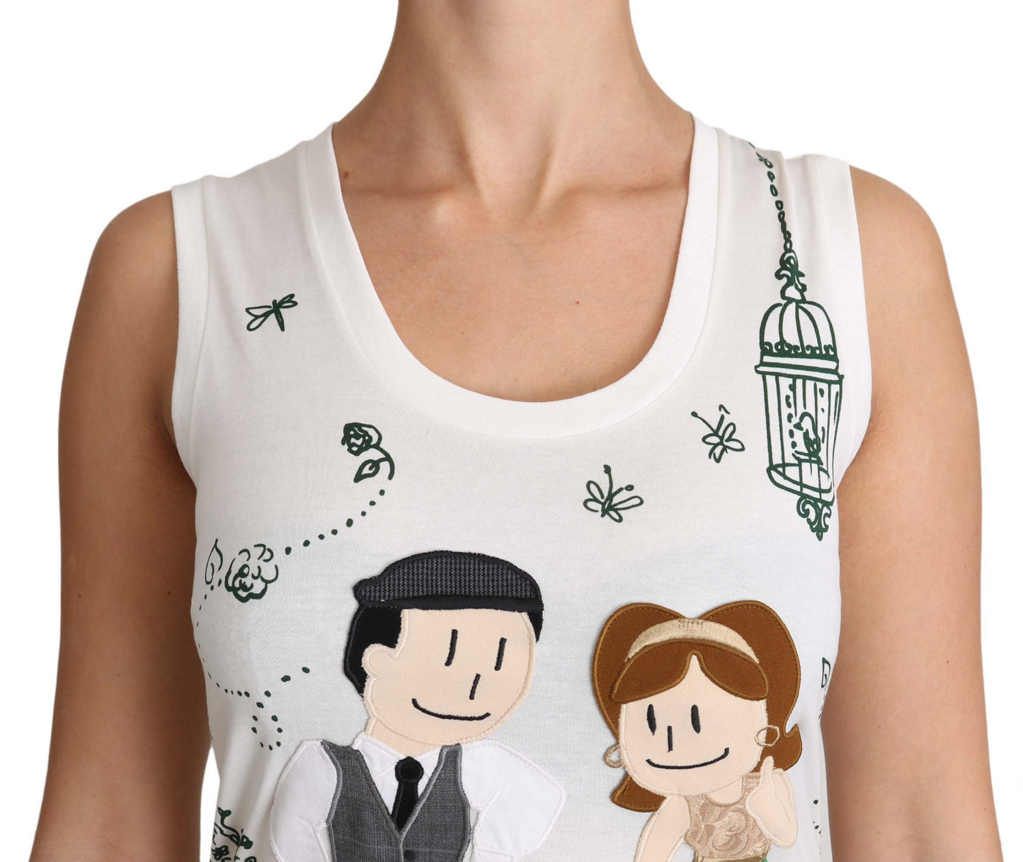 Dolce & Gabbana Elegante Camisa Blanca De Seda De Algodón Sin Mangas