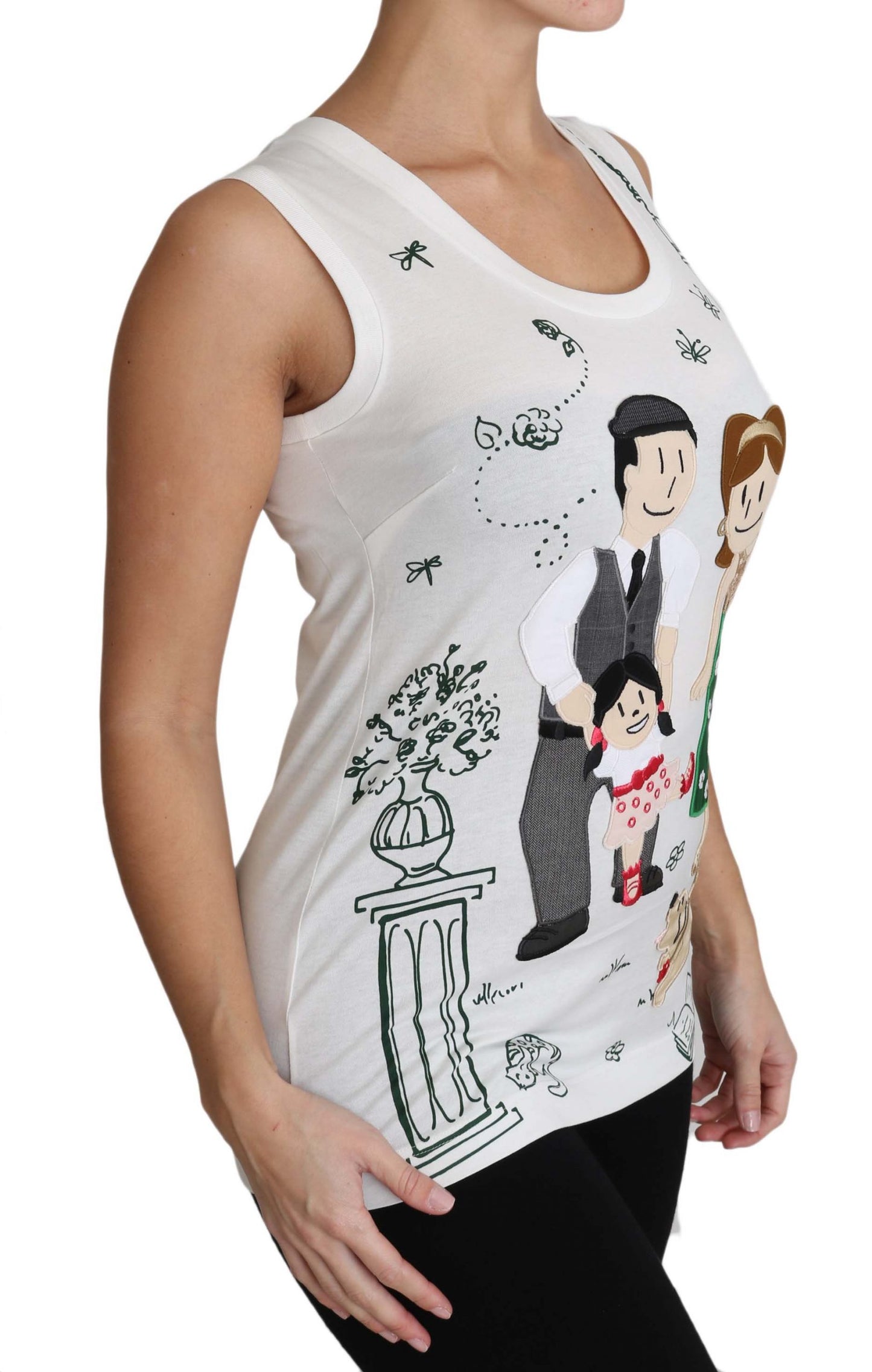 Dolce & Gabbana Elegante Camisa Blanca De Seda De Algodón Sin Mangas