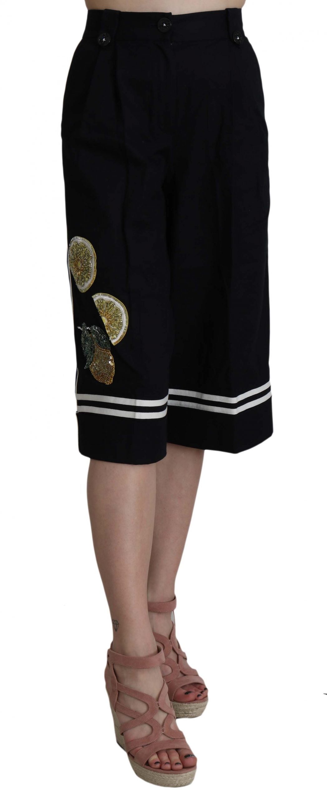 Dolce & Gabbana Elegant High Waist Black Cotton Pants - Elegance Online Limited