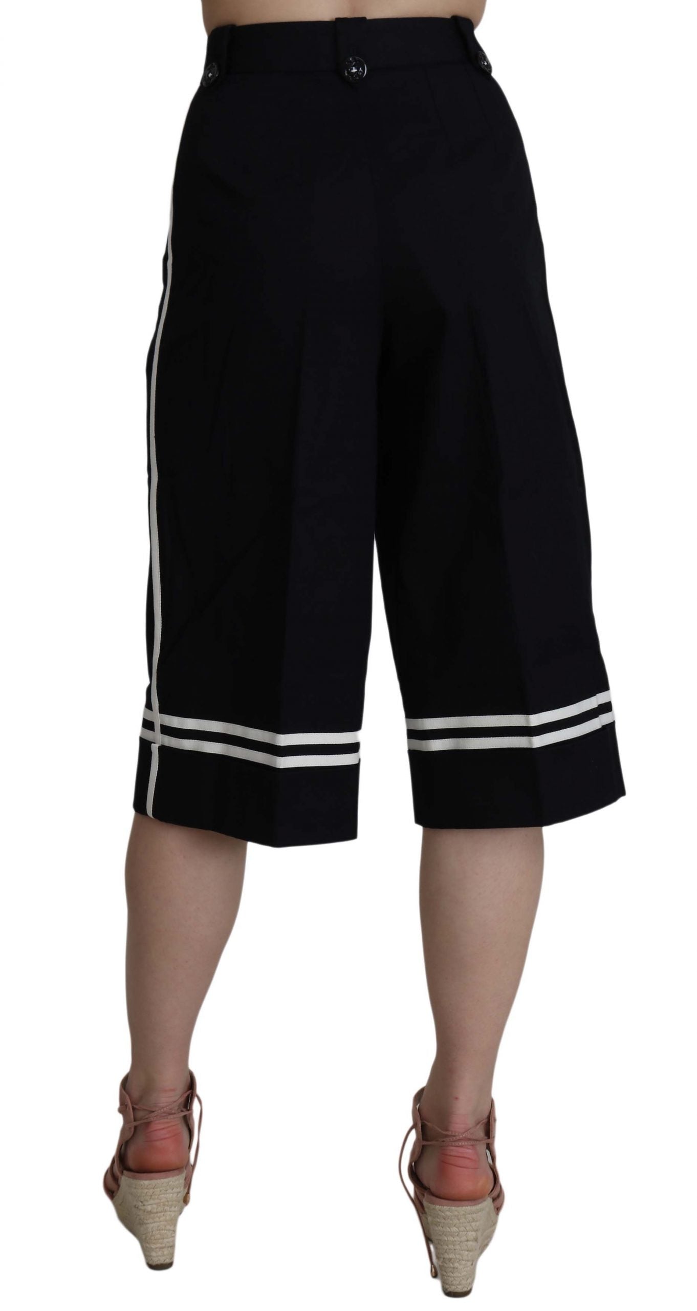 Dolce & Gabbana Elegant High Waist Black Cotton Pants - Elegance Online Limited
