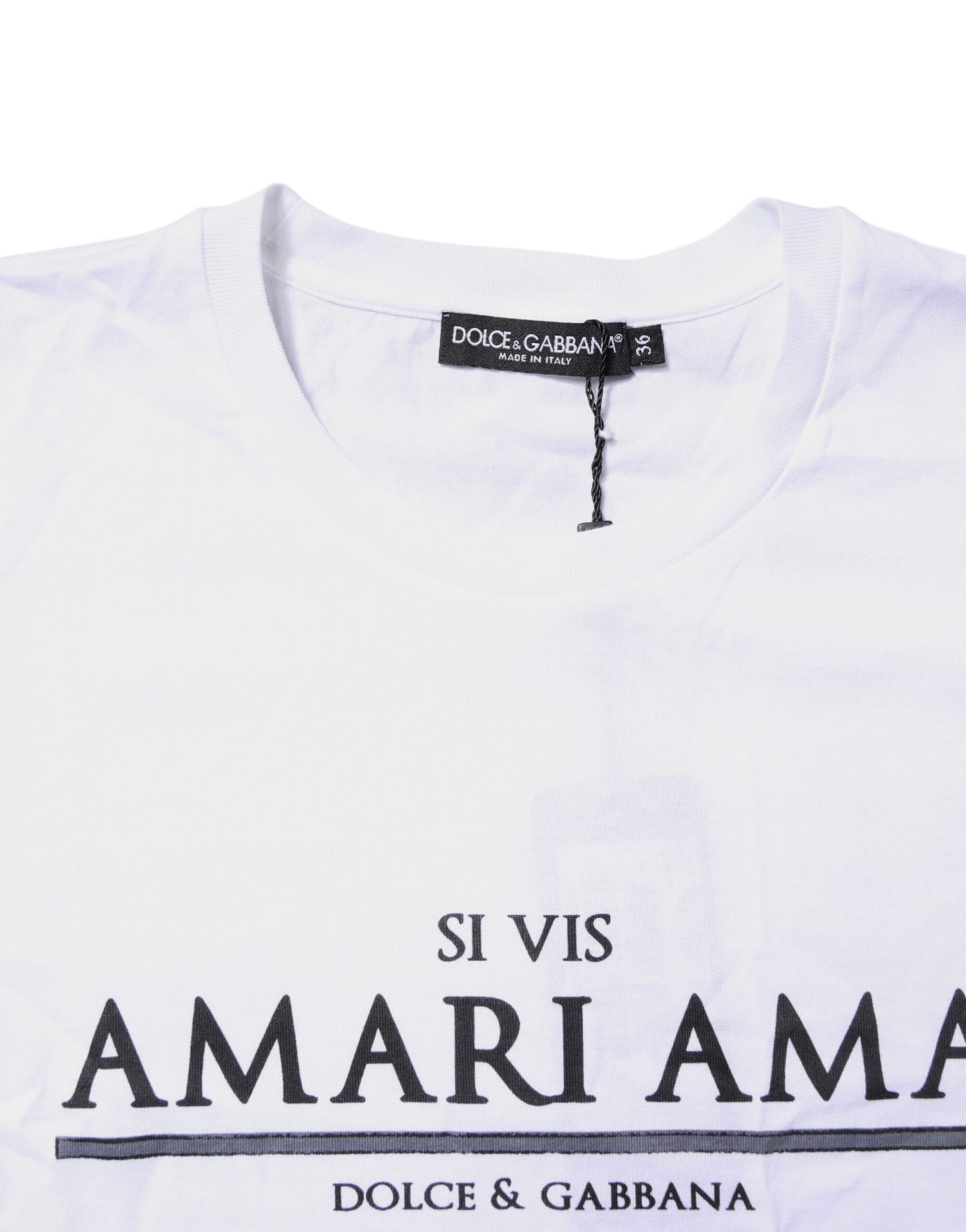 Dolce & Gabbana White Cotton Printed Round Neck Top T-shirt