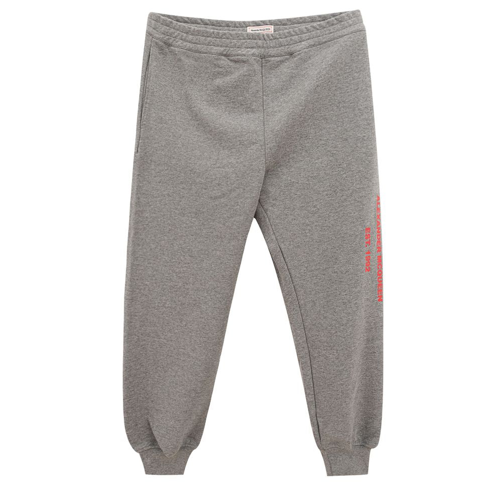 Pantalon en coton mélangé gris chic Alexander McQueen