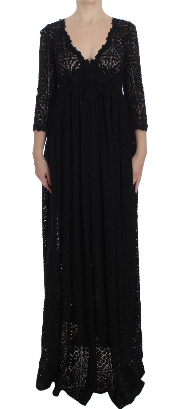 Dolce & Gabbana Elegant Floral Ricamo Maxi Dress - Elegance Online Limited