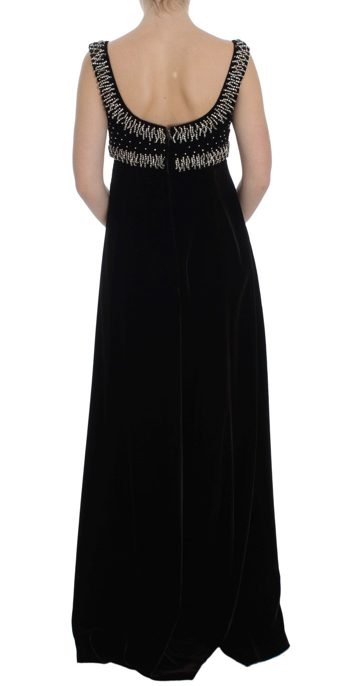 Dolce & Gabbana Elegant Brown Velvet Crystal Gown - Elegance Online Limited