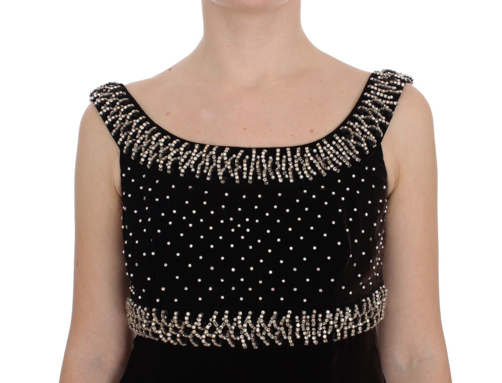 Dolce & Gabbana Elegant Brown Velvet Crystal Gown - Elegance Online Limited