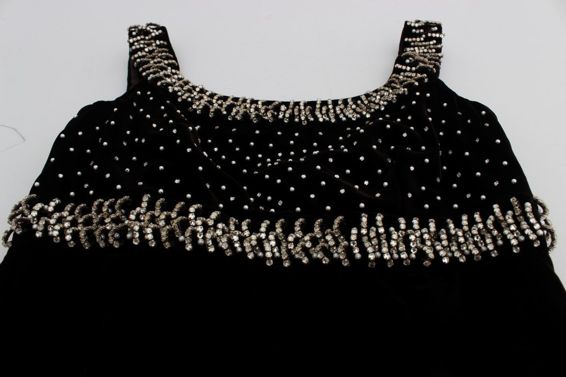 Dolce & Gabbana Elegant Brown Velvet Crystal Gown - Elegance Online Limited