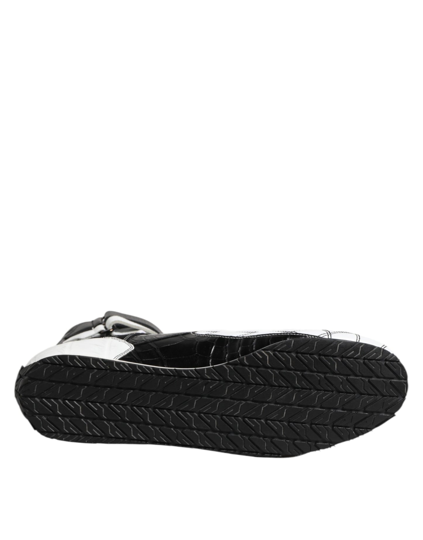 Dolce & Gabbana Black White Leather High Top Sneakers Shoes