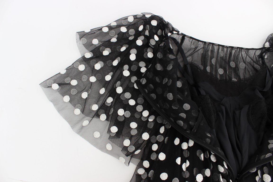 Dolce & Gabbana Elegant Polka Dotted Ruffled Dress - Elegance Online Limited
