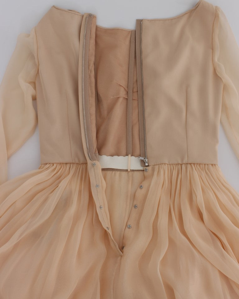 Dolce & Gabbana Elegant Beige Silk Full Length Sheath Dress - Elegance Online Limited
