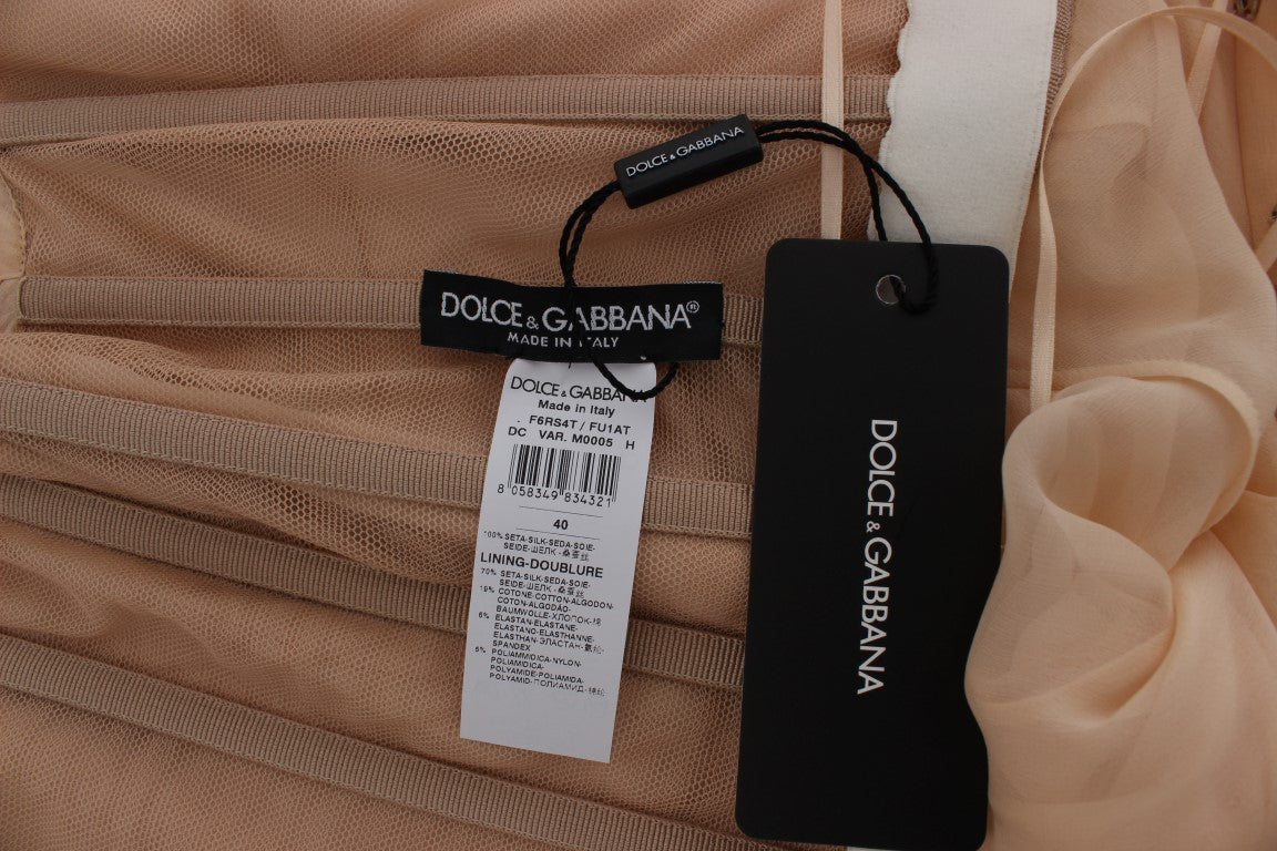 Dolce & Gabbana Elegant Beige Silk Full Length Sheath Dress - Elegance Online Limited