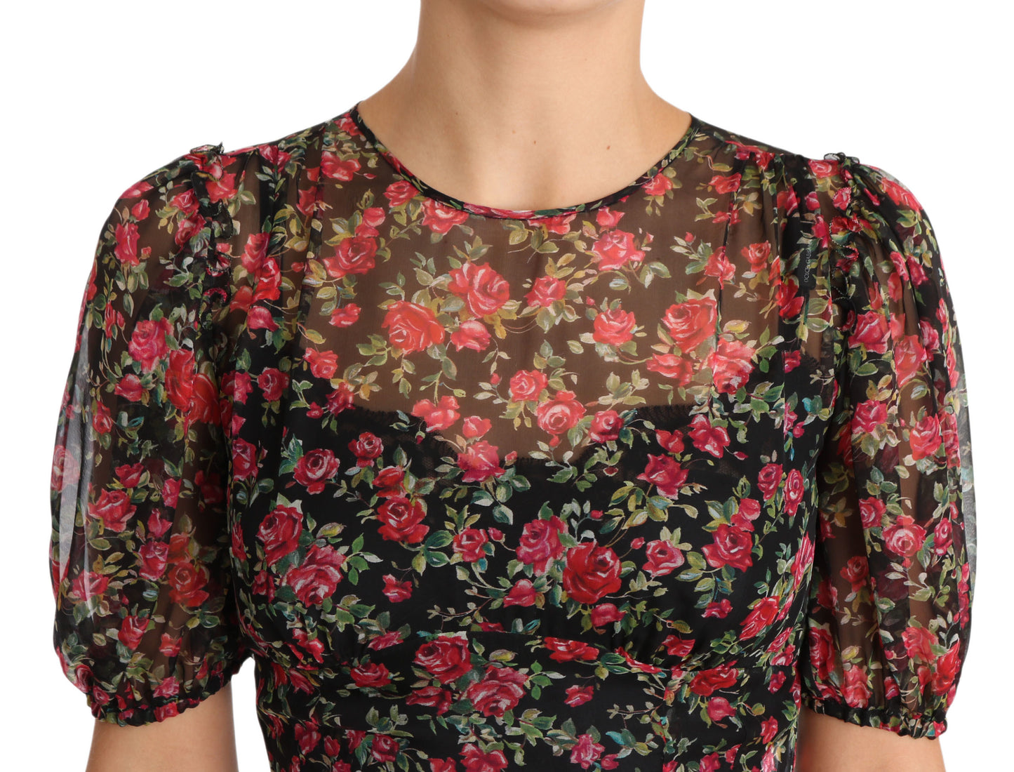 Dolce & Gabbana Elegant Black Silk Floral A-Line Gown - Elegance Online Limited