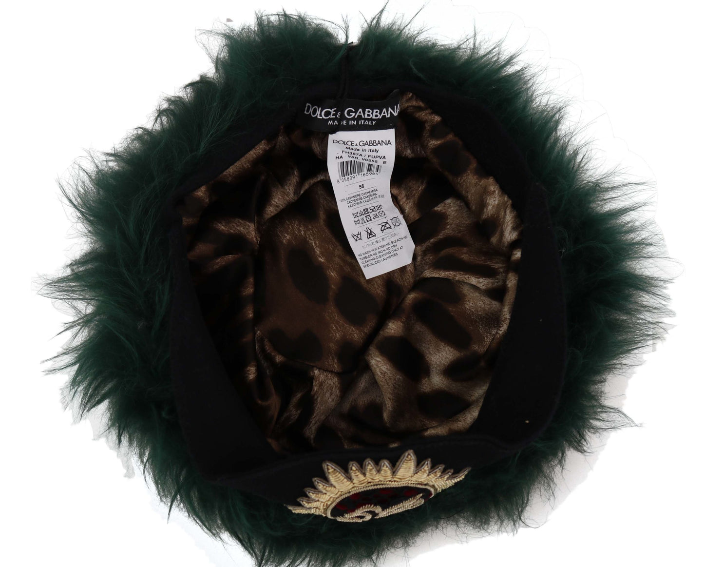 Dolce & Gabbana Elegant Emerald Cashmere Cloche Cap - Elegance Online Limited