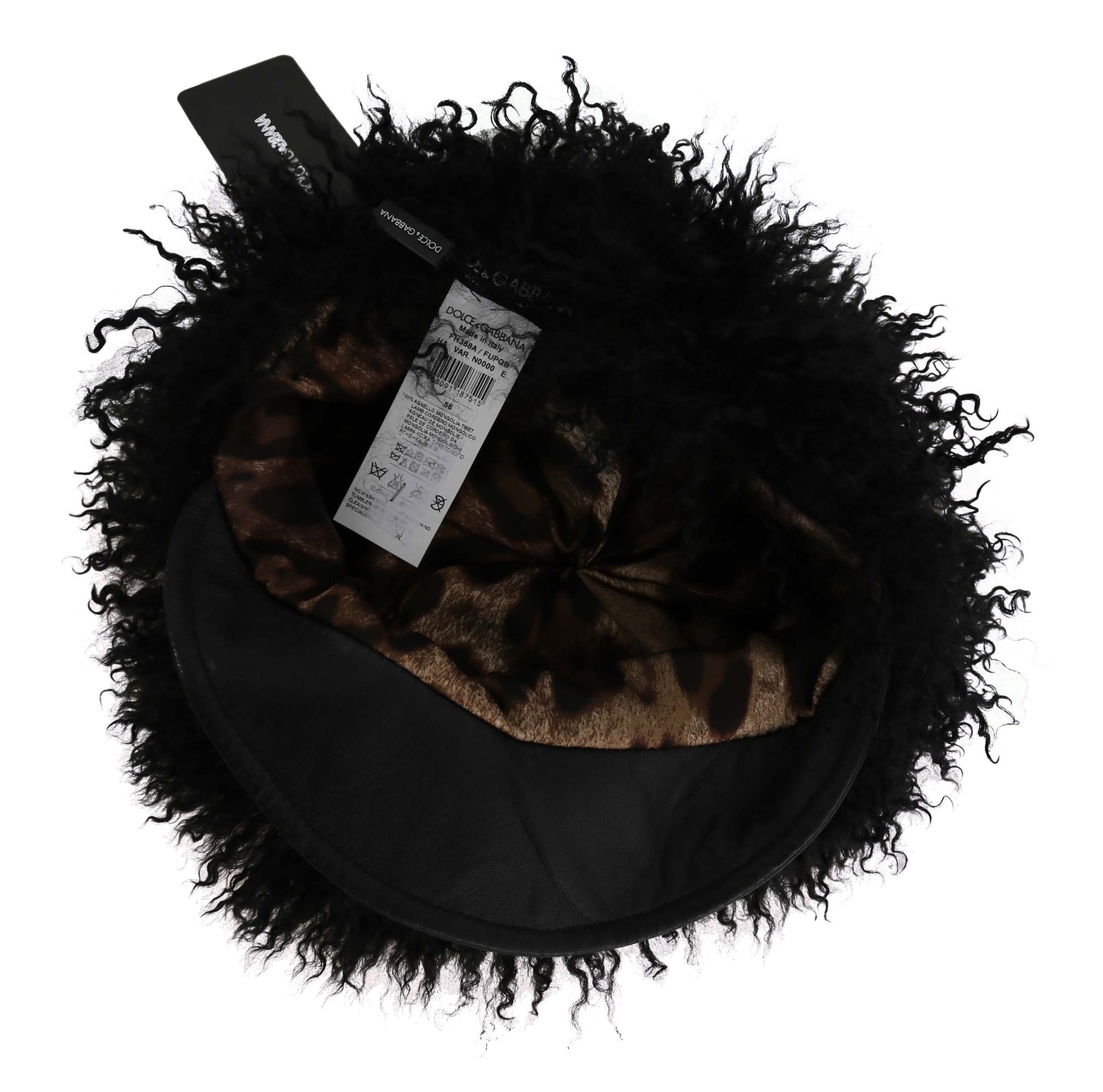 Dolce & Gabbana Chic Black Gatsby Cap in Tibet Lamb Fur - Elegance Online Limited