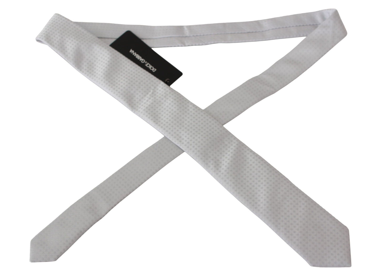 Dolce & Gabbana Elegant White Patterned Silk Blend Neck Tie - Elegance Online Limited