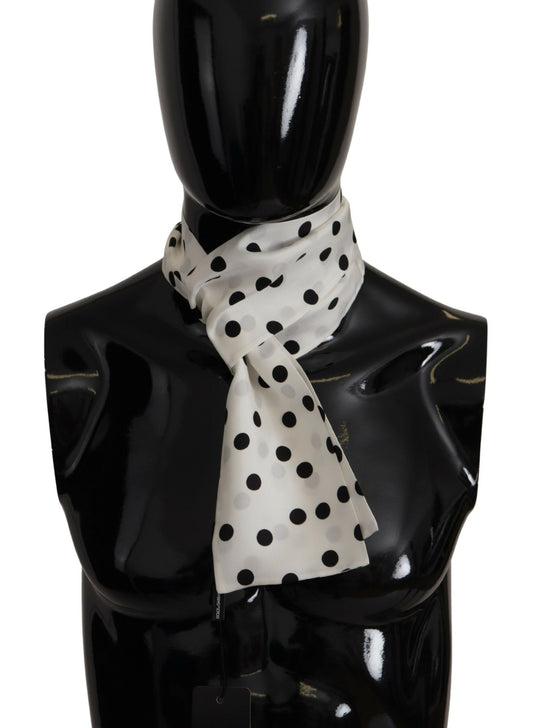 Dolce & Gabbana Elegant Silk Mens Scarf in Black and White